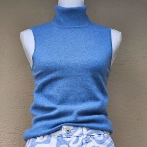 Preview International Mockneck Muted Blue Cashmere Top Sz S